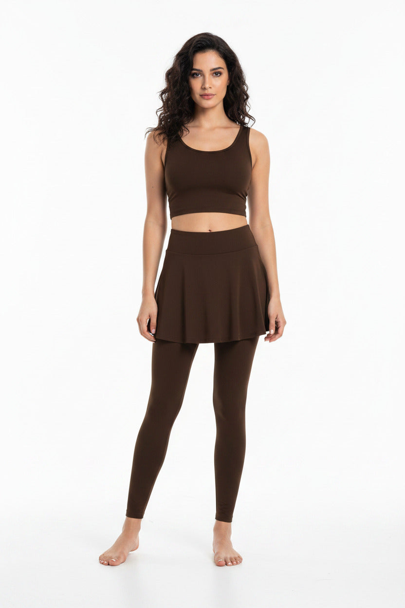 Leggings donna con gonna integrata, elasticizzata, vestibilità slim fit