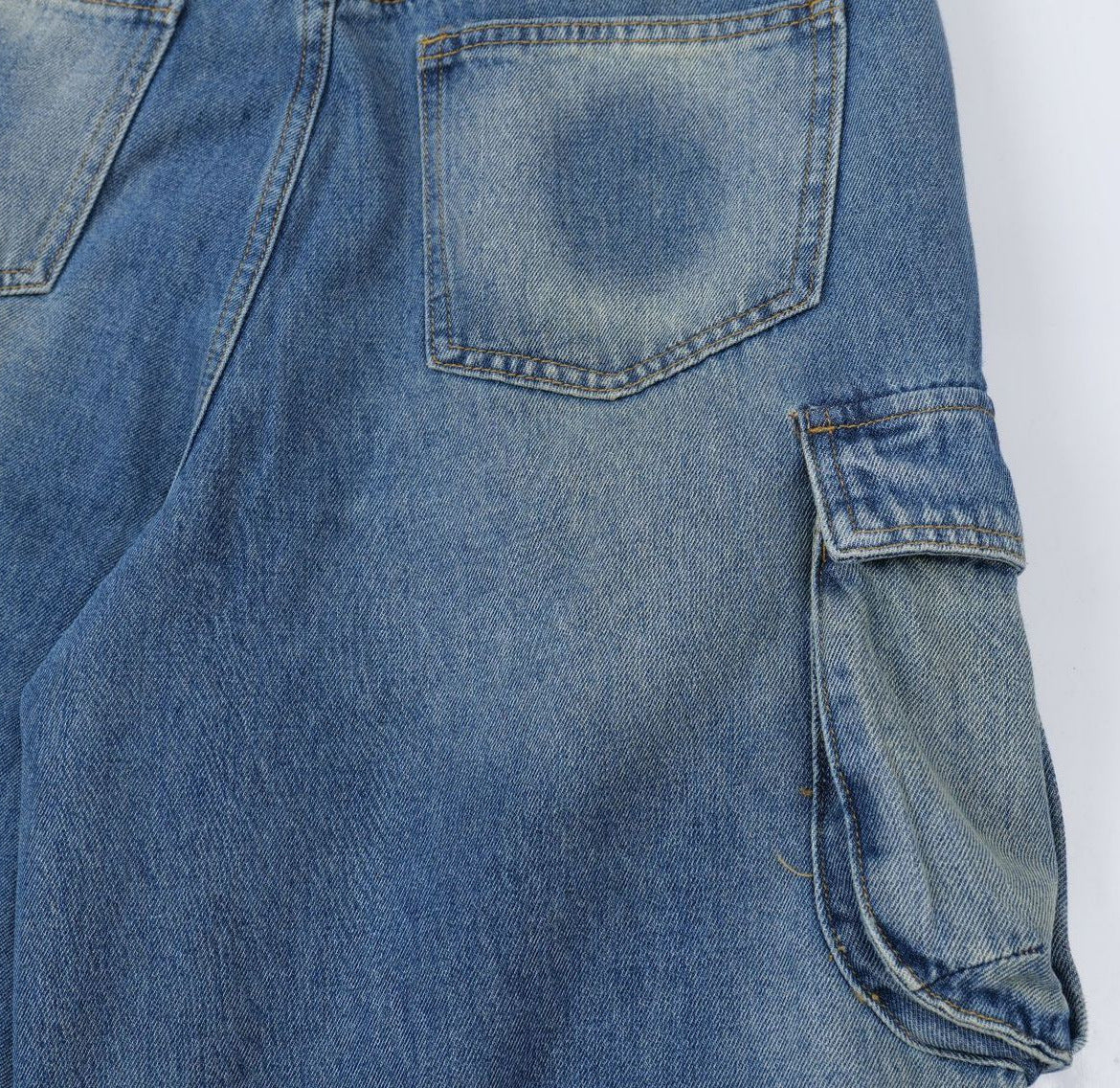 Bermuda a jeans per uomo multitasche, estiv vestibilità ampia