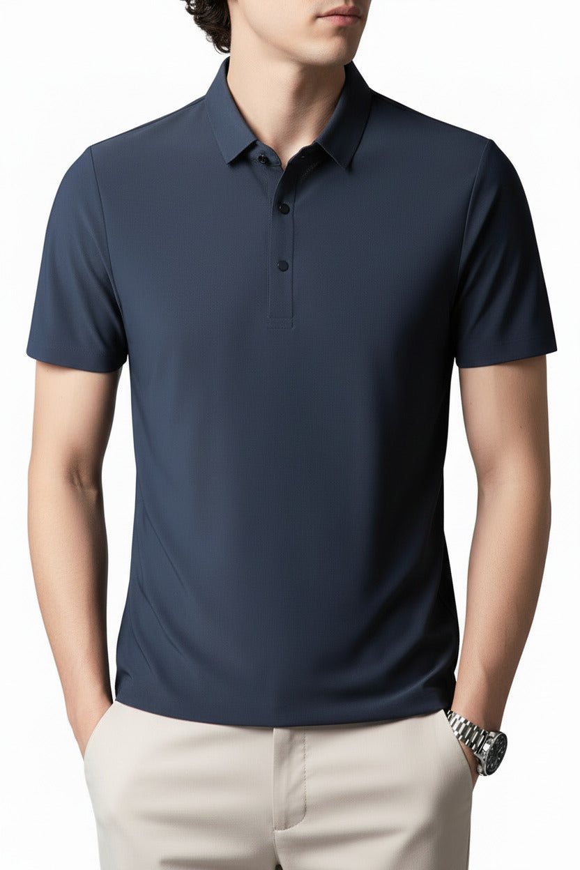Polo classica per uomo 3 bottoni in tinta unica