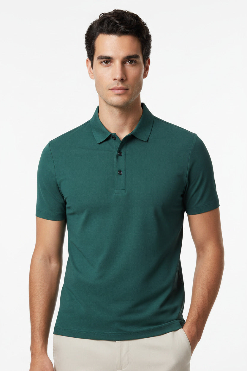 Polo classica per uomo 3 bottoni in tinta unica