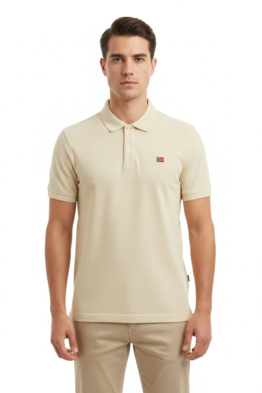 Polo estiva per uomo della Norway tre bottoni manica corta in 100% cotone