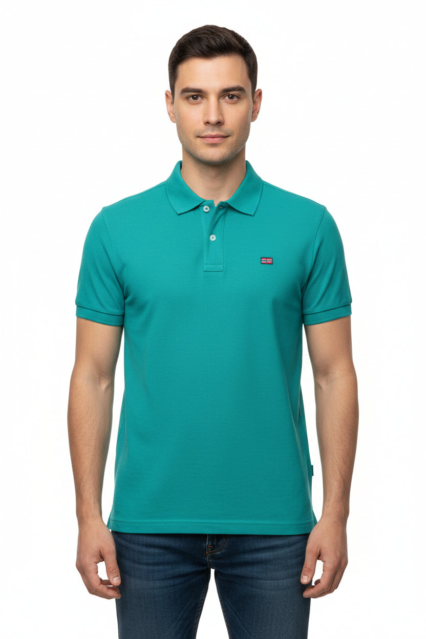 Polo estiva per uomo della Norway tre bottoni manica corta in 100% cotone