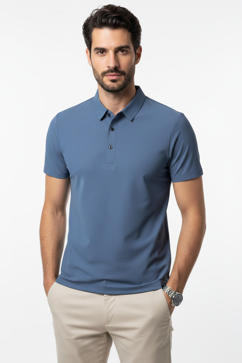 Polo classica per uomo 3 bottoni in tinta unica