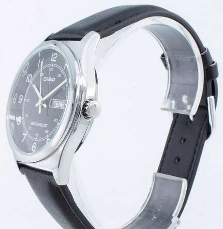 Casio MTP-V006L-1B2 – Orologio Uomo Classico con Cinturino in Pelle Nera e Quadrante Nero