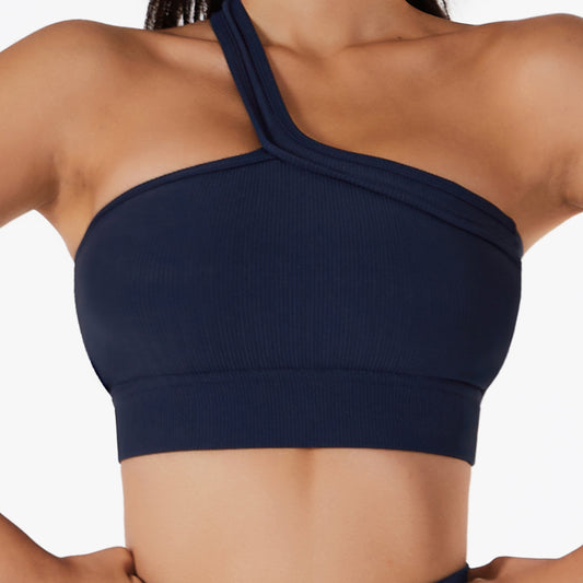 Reggiseno yoga monospalla estivo in tessuto traspirante per allenamenti estivi