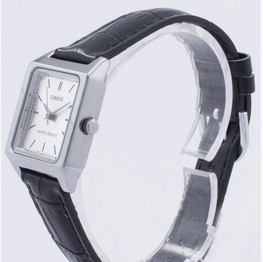 Orologio Casio LTP-V007L-7E1 da Donna – Elegante con Cinturino in Pelle Nera e Quadrante Argento