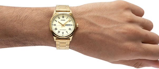 Casio MTP‑V006G‑9B – Orologio Uomo d'orato con Giorno e Data