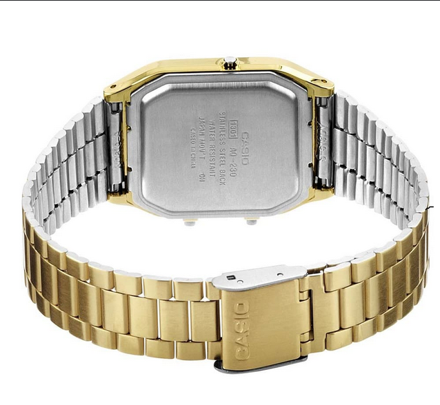 Casio AQ‑230GA‑9D – Orologio Analogico‑Digitale Vintage Oro