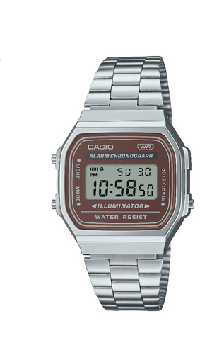 Casio A168WA-5A orologio digitale Uomo – originale, acciaio inox, illuminazione
