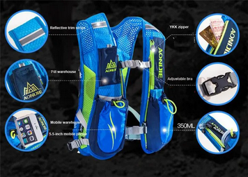 Zaino Running Idratazione Unisex per Maratona con Tasche Multiple