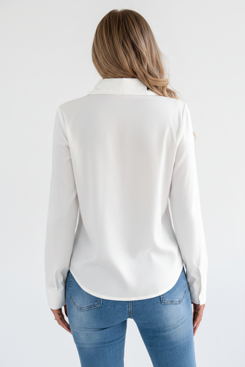 Camicia per donna pieghettata a maniche lunghe