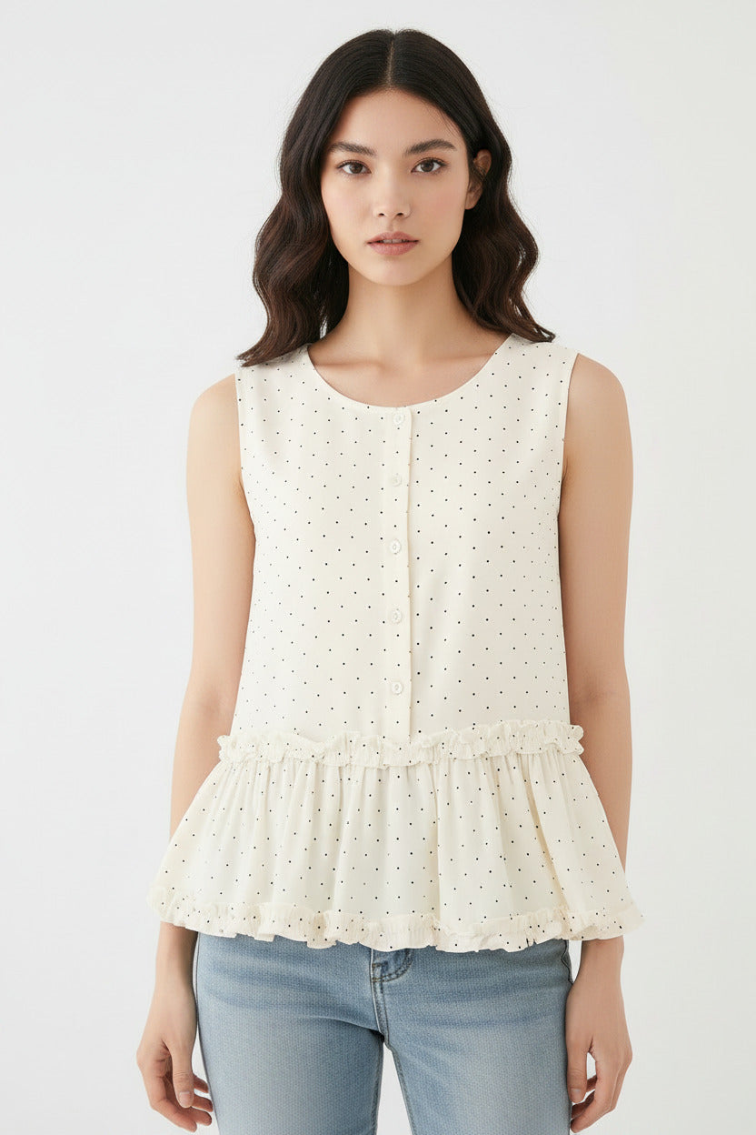 Camicia per donna senza maniche per donna con scollatatura a girocollo