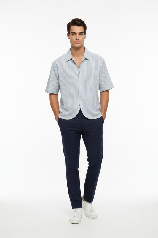 Camicia estiva per uomo a righe a manica corta