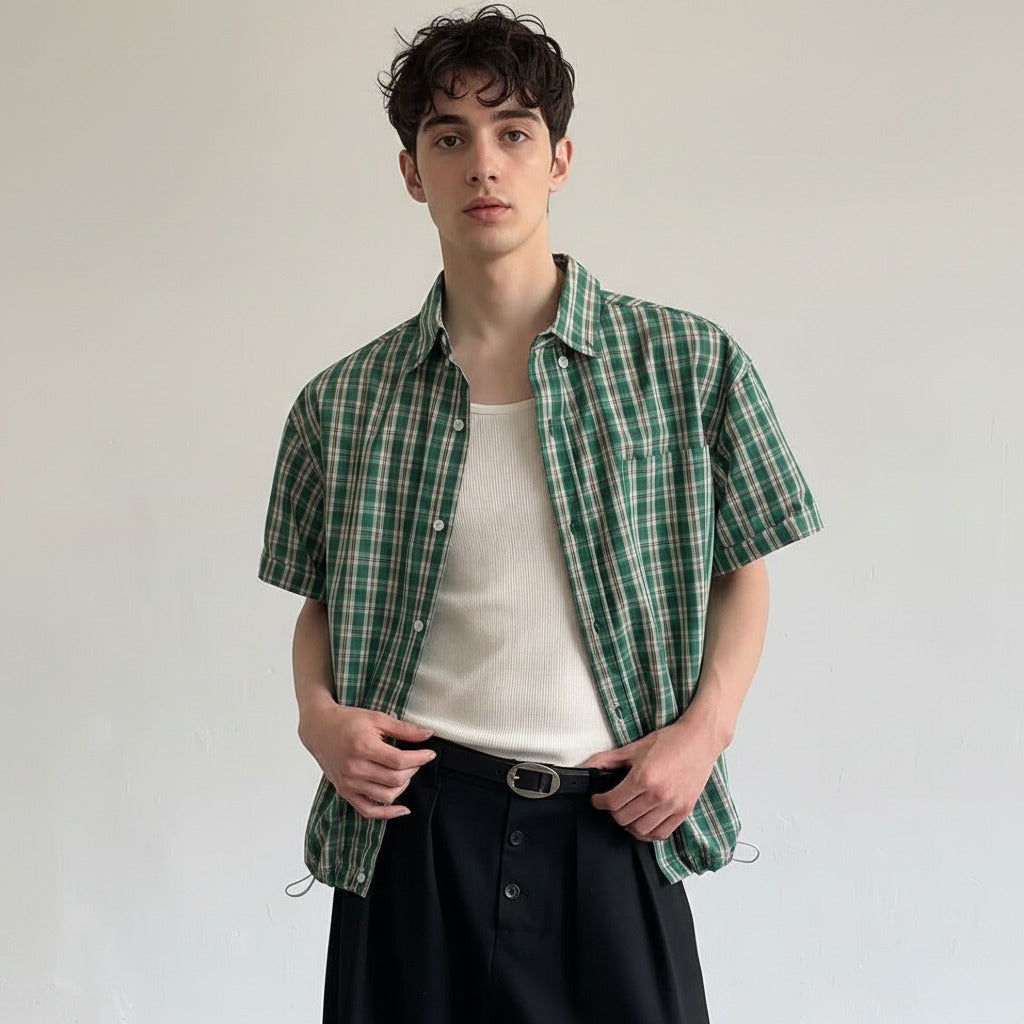 Camicia estiva a mezza manica per uomo di colore verde