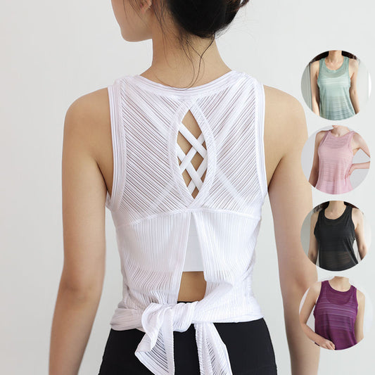 Canottiera yoga donna traspirante e asciugatura rapida, ideale per allenamenti intensi