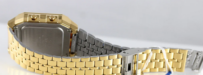 casio a500wga-1d orologio digitale vintage oro e argento unisex, loweconomy
