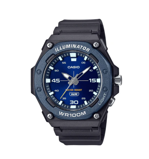 Orologio Casio MW-620H-2A da uomo con quadrante blu e cinturino in resina nera