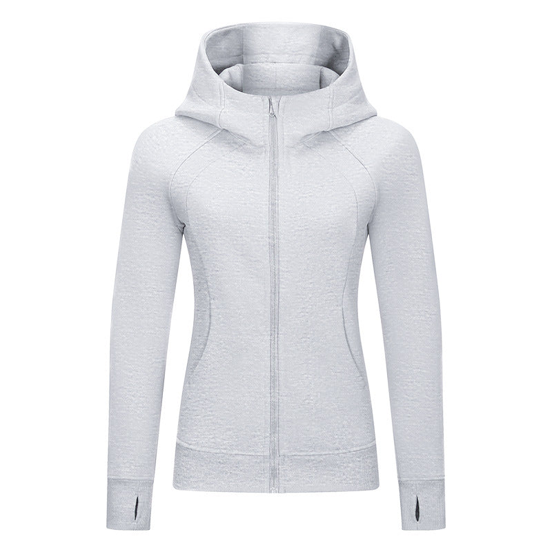 Giacca sportiva donna termica con cappuccio, colore grigio