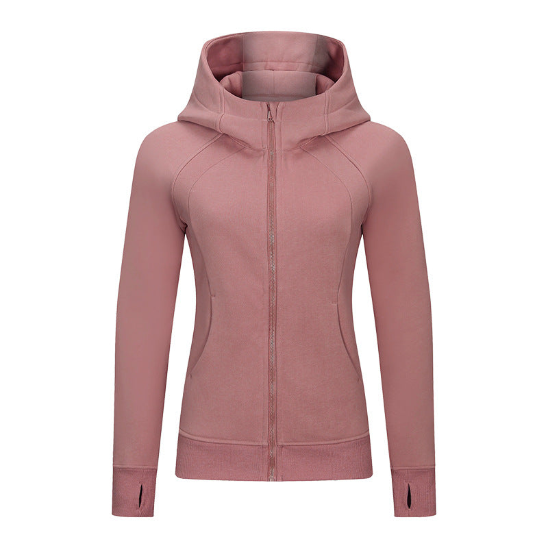 Giacca sportiva donna termica con cappuccio, colore rosa