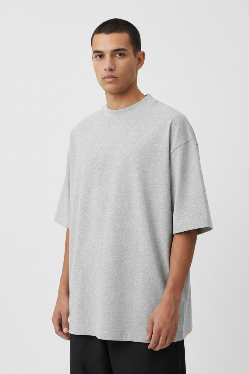 Maglietta oversize in tinta unica mezza manica in cotone a giracollo