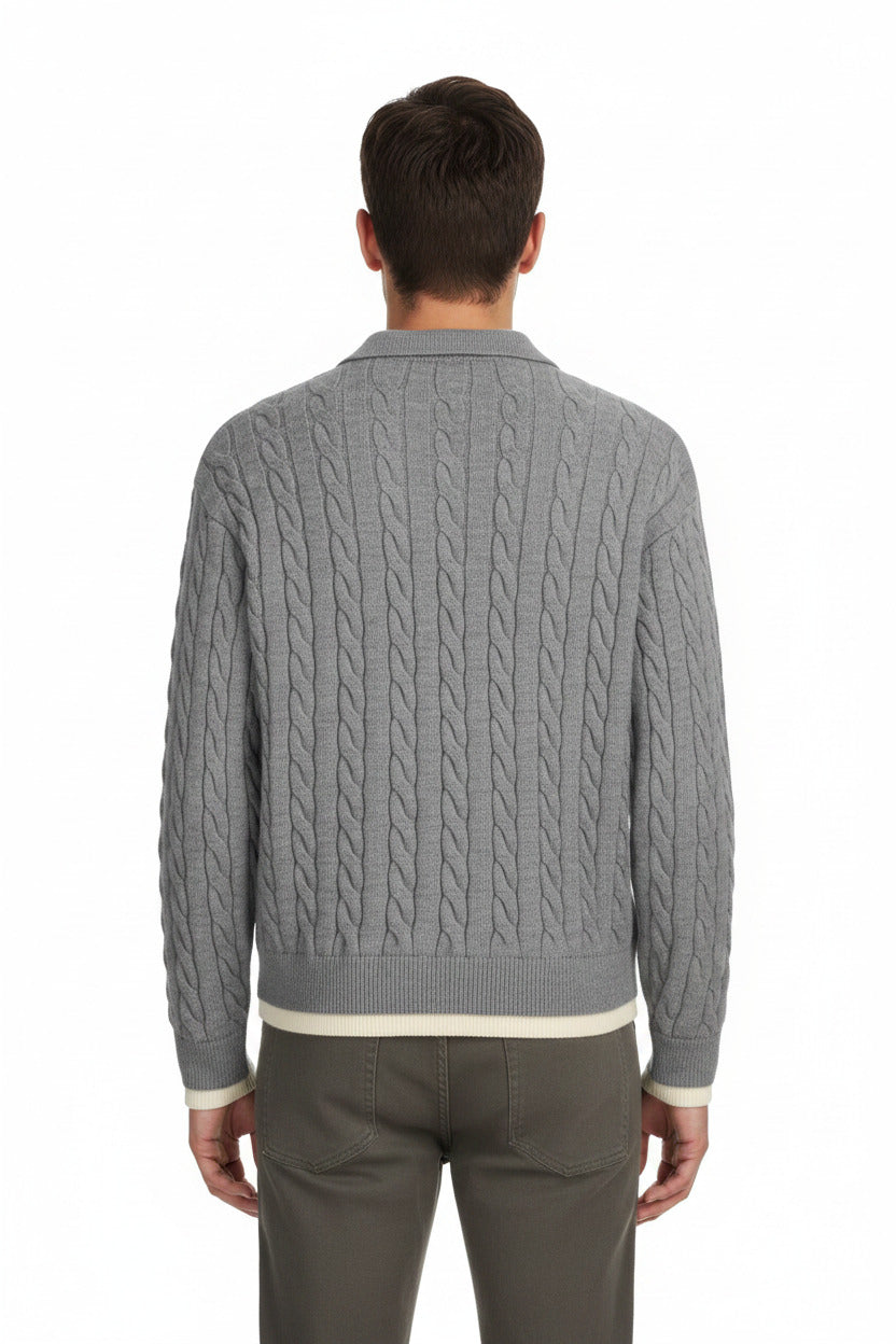 Maglione vintage uomo intrecciato a trecce stile retrò vintage