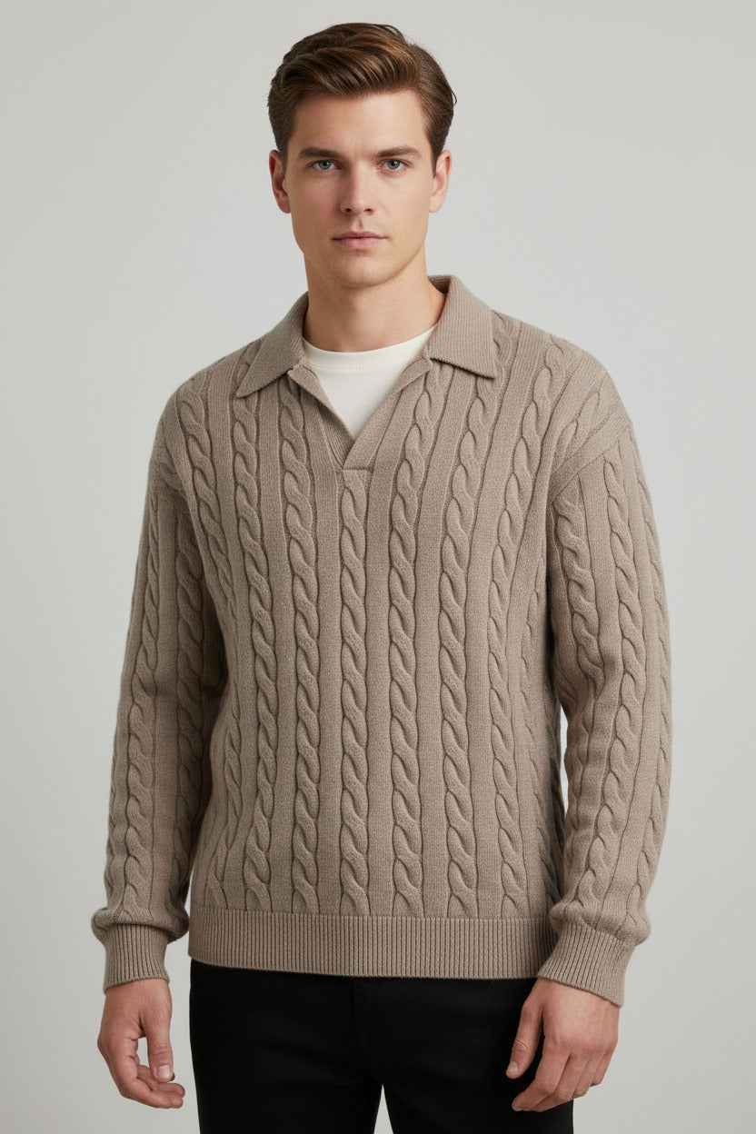 Maglione vintage uomo intrecciato a trecce stile retrò vintage