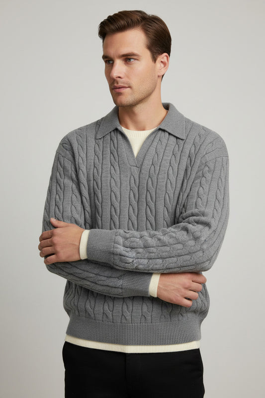 Maglione vintage uomo intrecciato a trecce stile retrò vintage