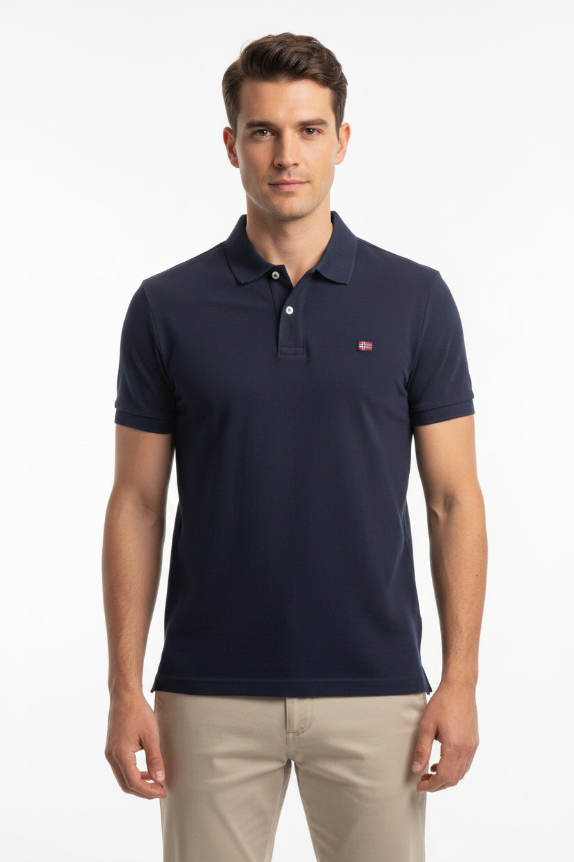 Polo estiva per uomo della Norway tre bottoni manica corta in 100% cotone