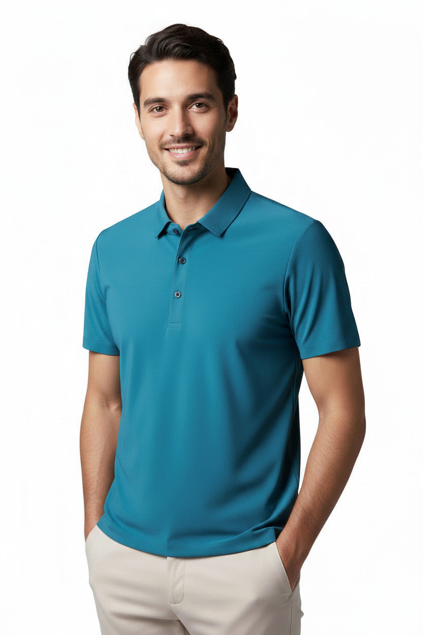 Polo classica per uomo 3 bottoni in tinta unica