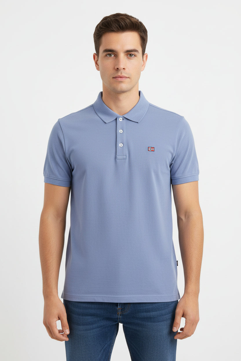 Polo estiva per uomo della Norway tre bottoni manica corta in 100% cotone