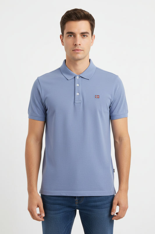 Polo estiva per uomo della Norway tre bottoni manica corta in 100% cotone