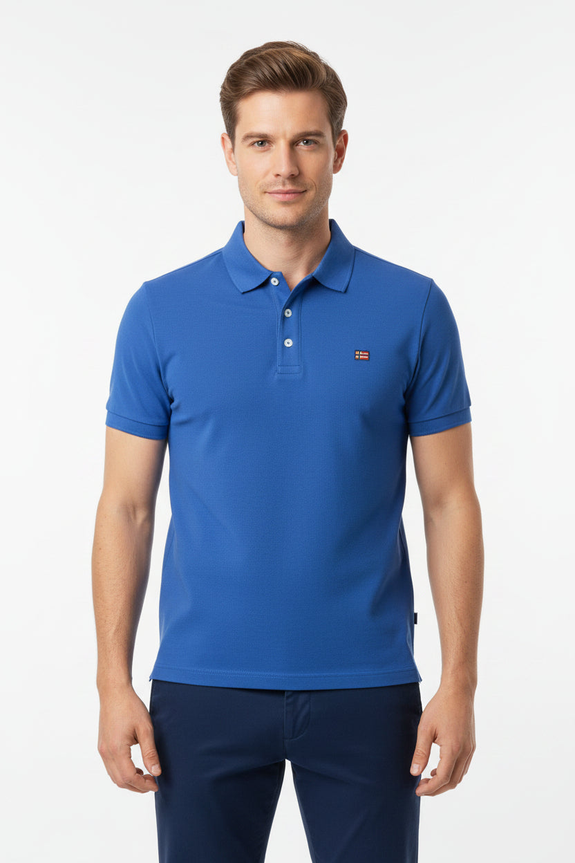 Polo estiva per uomo della Norway tre bottoni manica corta in 100% cotone
