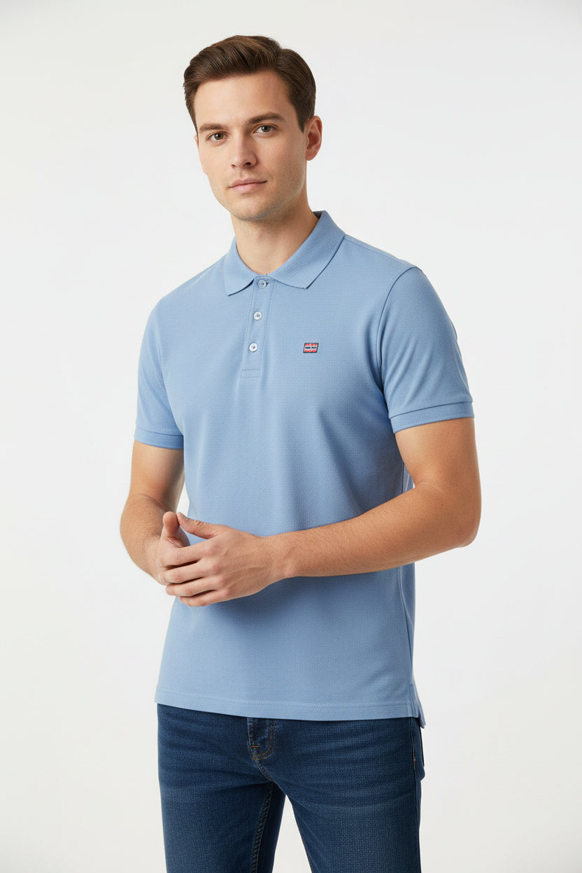 Polo estiva per uomo della Norway tre bottoni manica corta in 100% cotone
