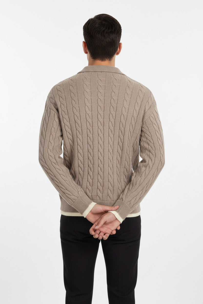 Maglione vintage uomo intrecciato a trecce stile retrò vintage