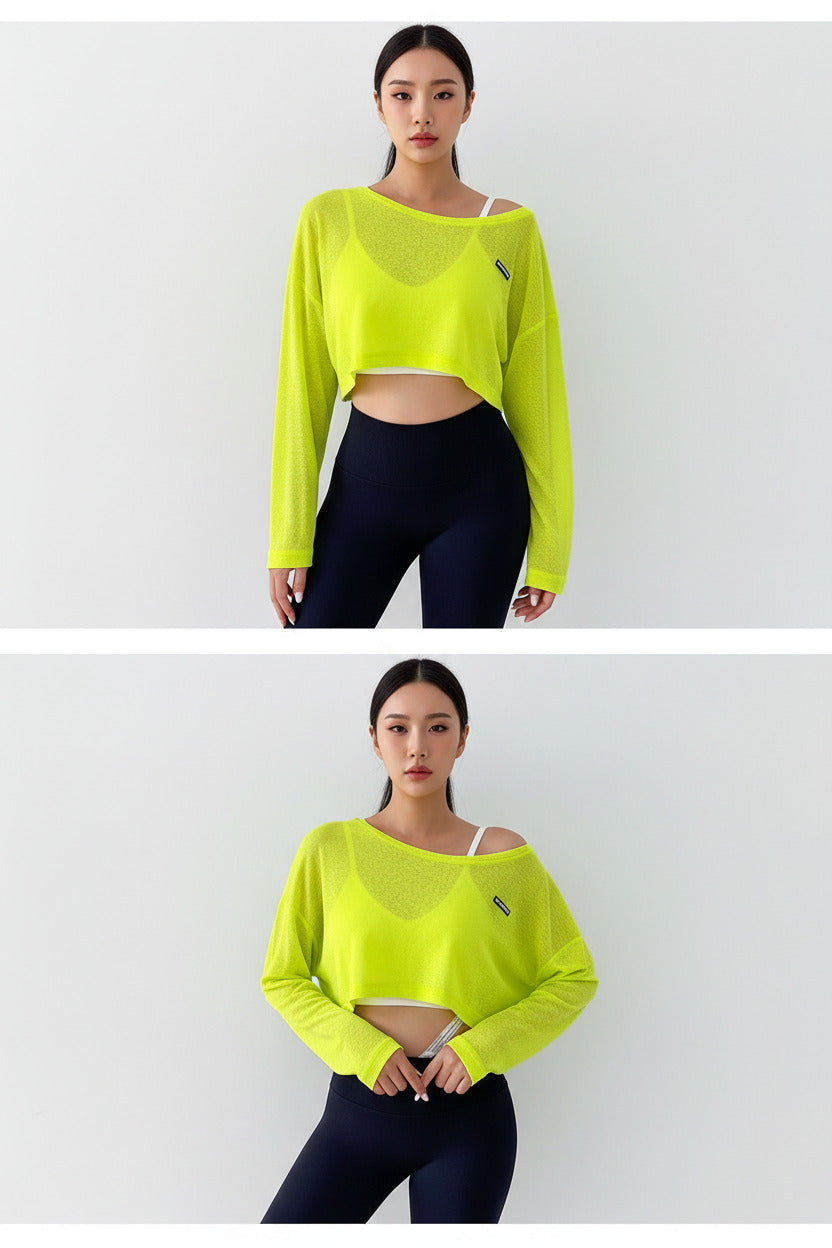 T-shirt sportiva donna a manica lunga per yoga e fitness