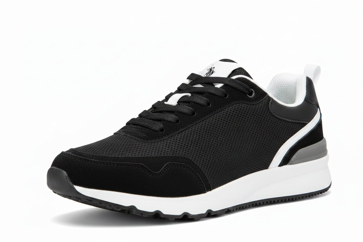 Sneakers uomo U.S. Polo Assn. nere con dettagli a contrasto bianco e grigio