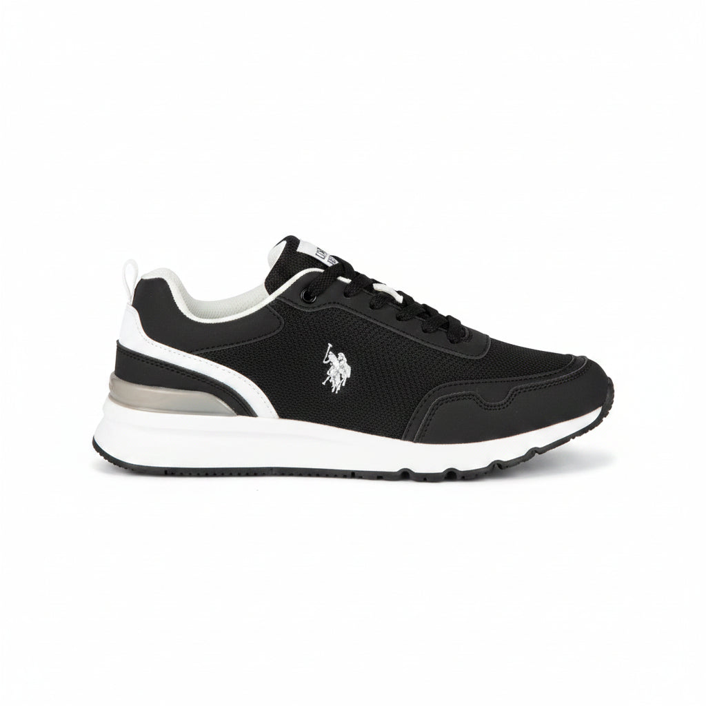 Sneakers uomo U.S. Polo Assn. nere con dettagli a contrasto bianco e grigio