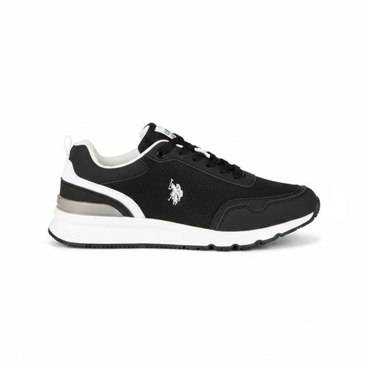 Sneakers uomo U.S. Polo Assn. nere con dettagli a contrasto bianco e grigio