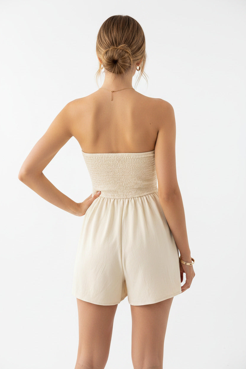 Vestito estivo per donna con spalle scoperte, tessuto leggero