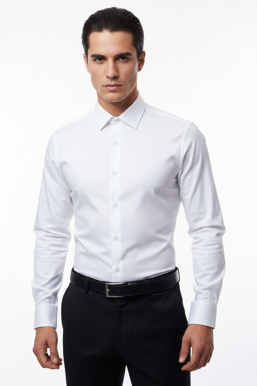 Camicia uomo slim fit elegante a tinta unita