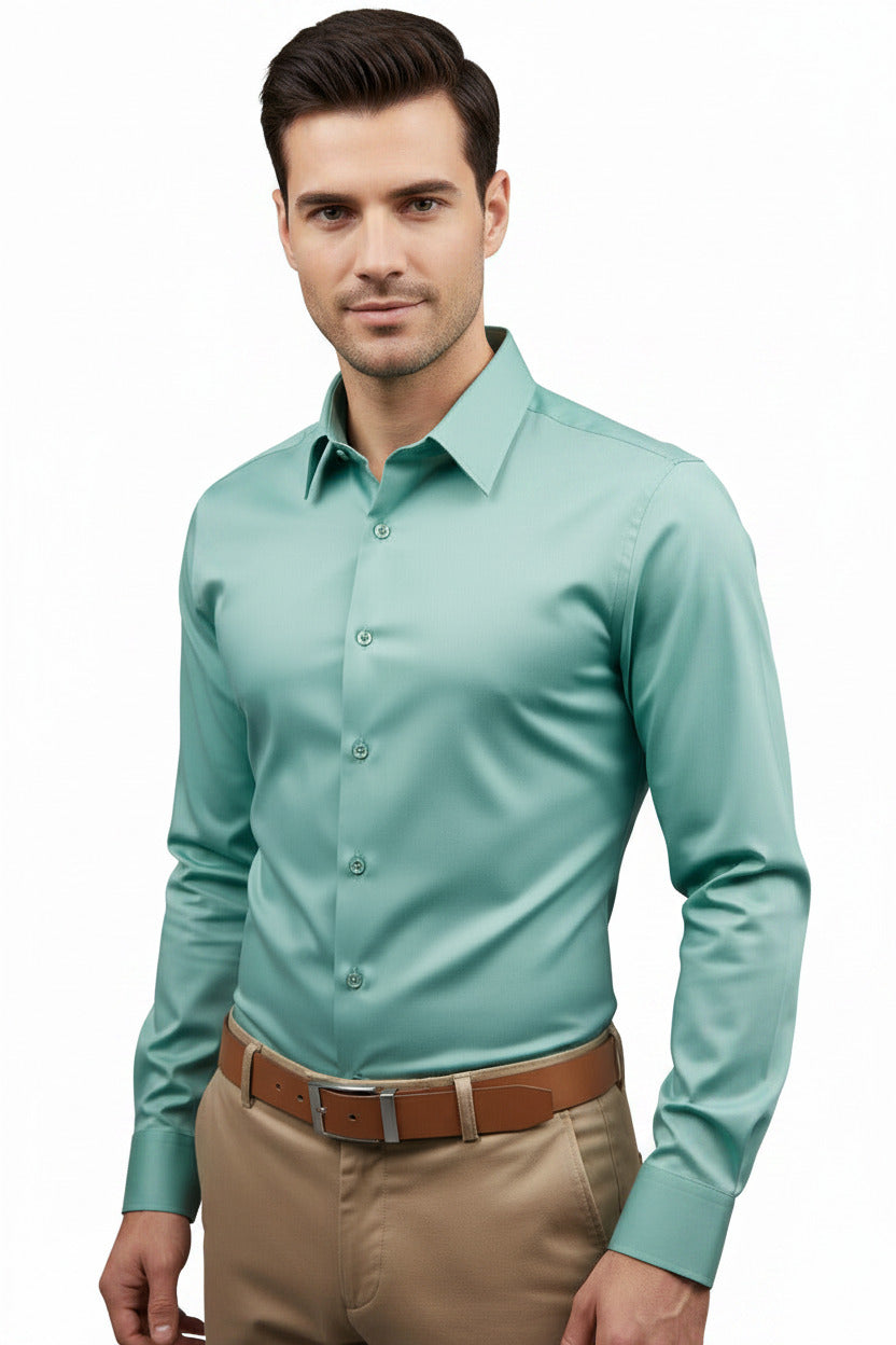 Camicia uomo slim fit elegante a tinta unita
