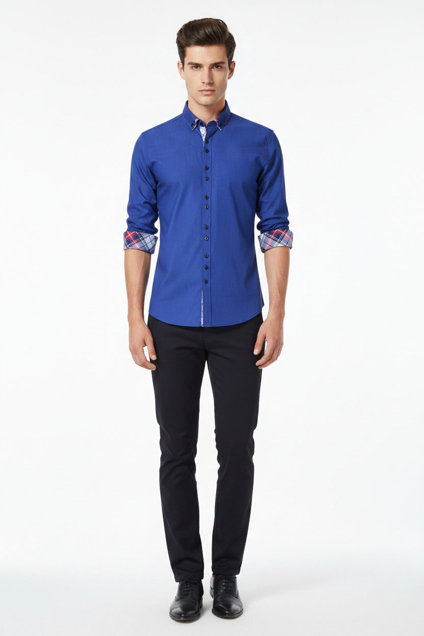 Camicia uomo slim fit elegante con doppi bottoni