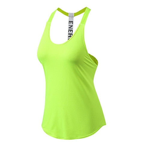 Canotta da yoga donna senza schienale, traspirante, colore giallo fluo