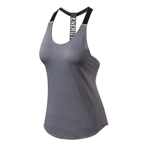 Canotta da yoga donna senza schienale, traspirante, colore grigio