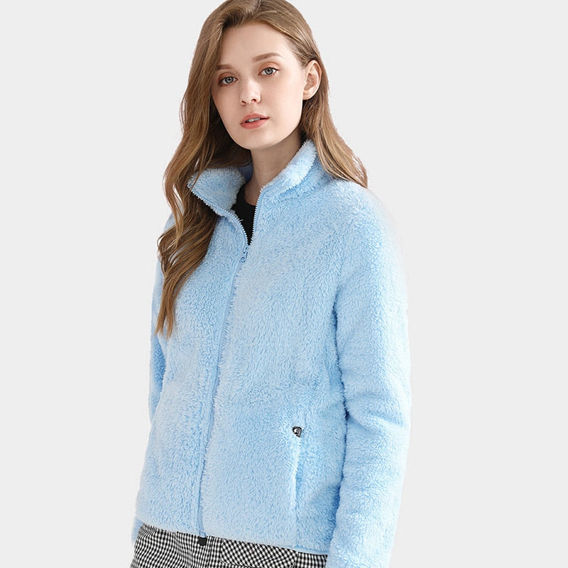 Felpa con zip in pile per donna in tinta unica economica, a basso prezzo felpa invernale per donna
