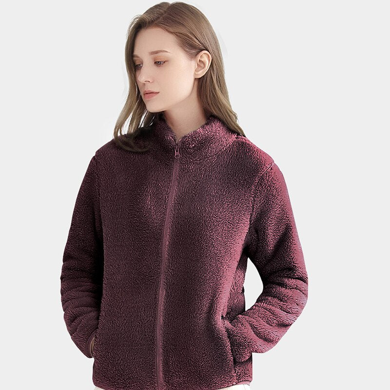 Felpa con zip in pile per donna in tinta unica economica, a basso prezzo felpa invernale per donna