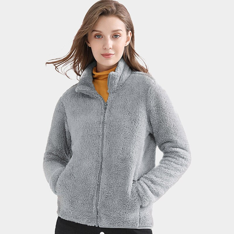 Felpa con zip in pile per donna in tinta unica economica, a basso prezzo felpa invernale per donna