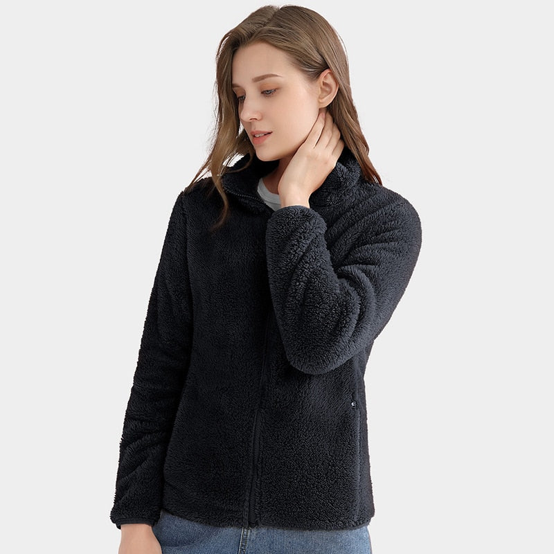 Felpa con zip in pile per donna in tinta unica economica, a basso prezzo felpa invernale per donna