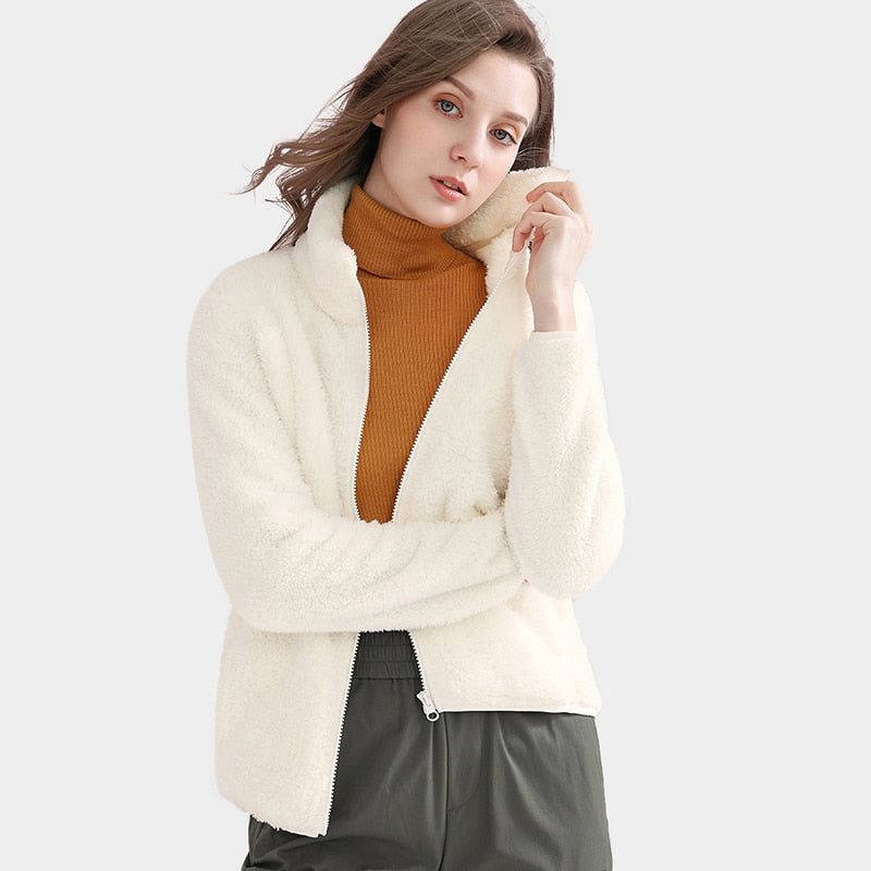 Felpa con zip in pile per donna in tinta unica economica, a basso prezzo felpa invernale per donna