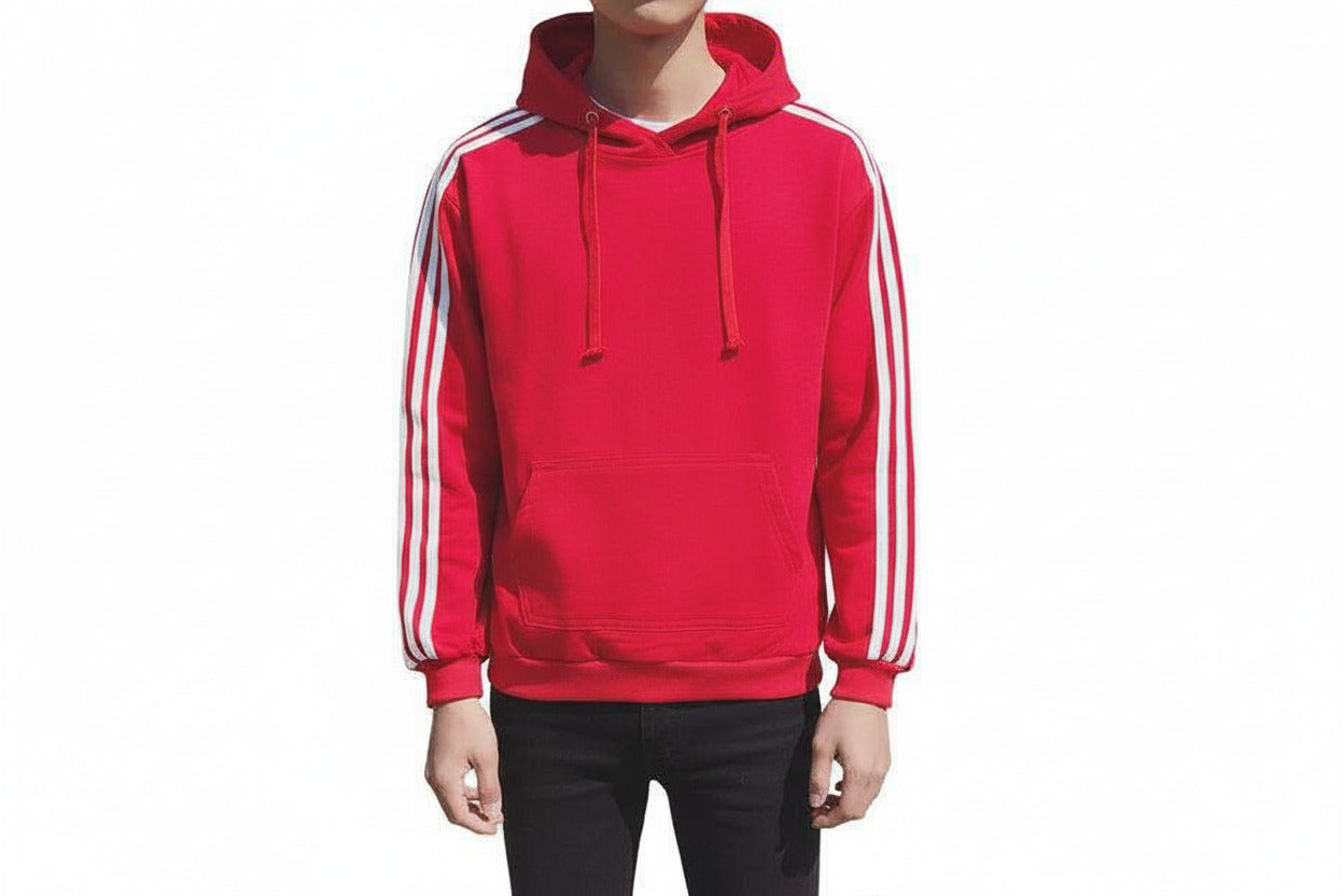 Felpa per uomo economica e leggera con cappuccio e tascone centrale, felpa per uomo autunnale di color rosso